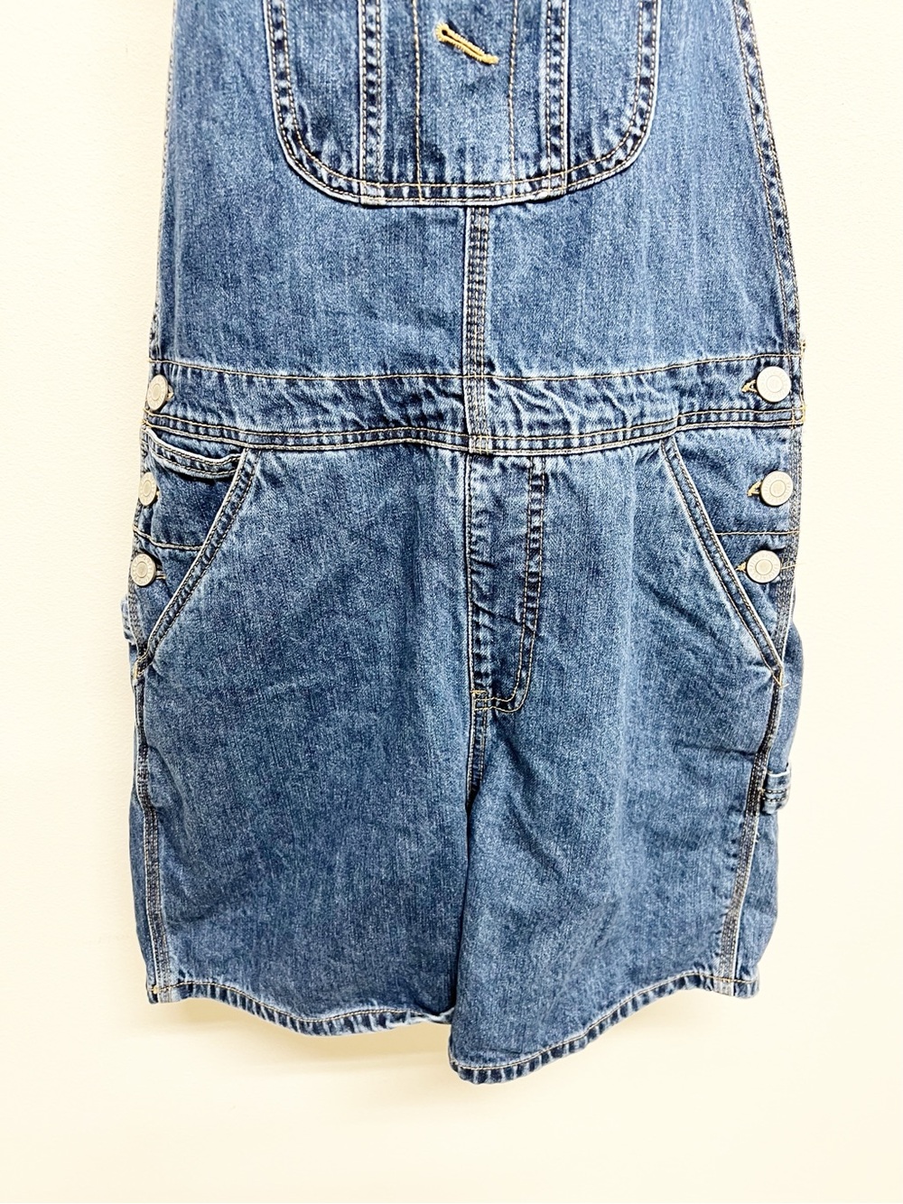 Dickies Womens Medium Wash Classic Denim Roll Hem Shortall Size Large - Picture 6 of 8